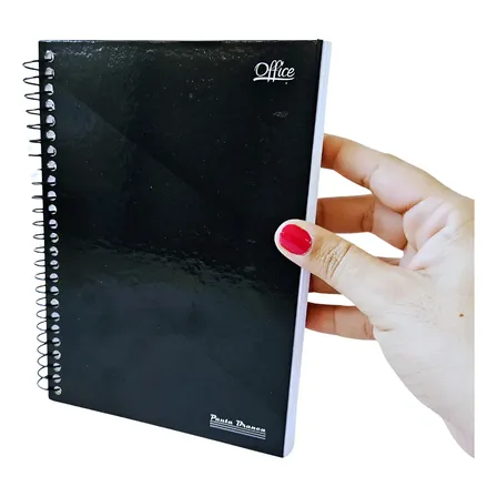 Caderno Preto 200 Folhas Espiral Capa Dura 1/4 (pequeno) Preto