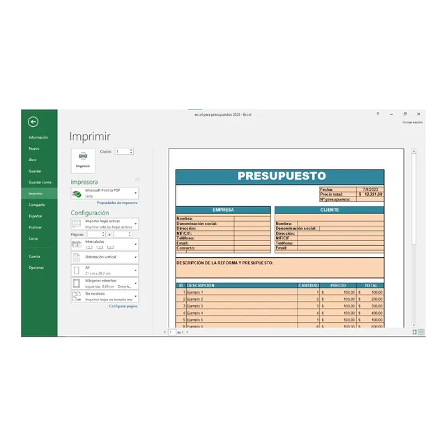 Excel Para Crear Presupuestos