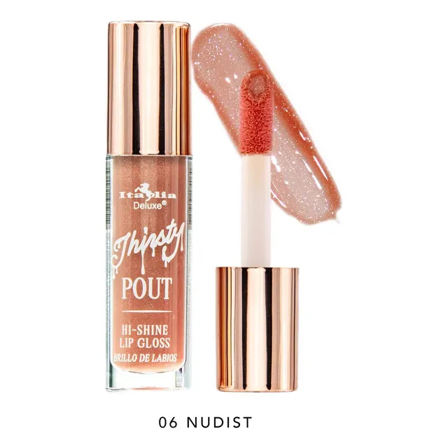 Brillo Labial Lip Gloss Thirsty Pout Hi-shine Italia Deluxe Color 06 Nudist
