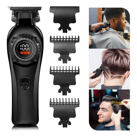 Cortadora De Pelo Recargable Con Pantalla Lcd Negro