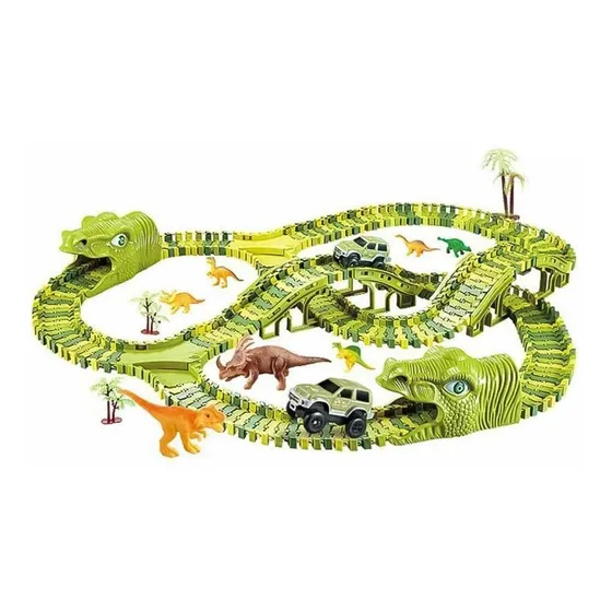Pista Dinosaurio Jurassic Jungla Armable Flexible 140 Pcs
