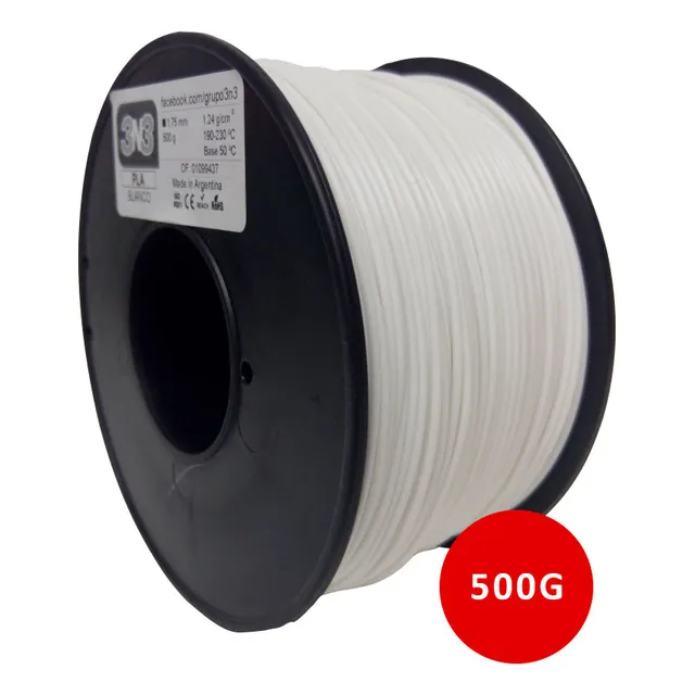 Filamento 3D 3n3 PLA de 1.75mm y 500g blanco