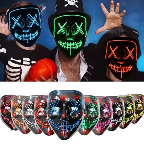 Máscara Luz Led La Purga Halloween La Purga Colores Calidad Color Rojo