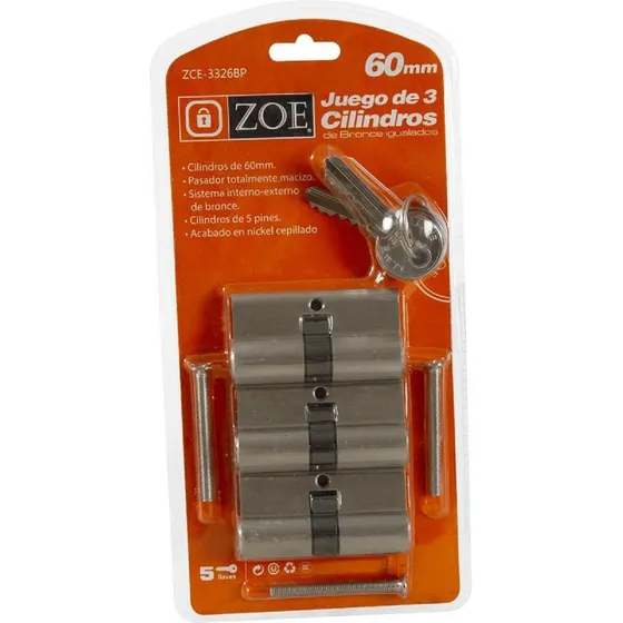 Cilindro Amaestrado Igualado 3 Unidades 5 Pines 60 Mm Zoe