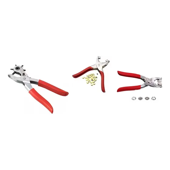 Alicate Sacabocado + Remachadora + Alicate Boton De Broches