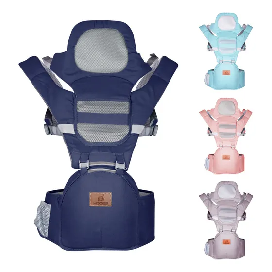 Mochila Cangurera Para Bebe KIDDOS Porta-Bebes Ergonómica Multifuncional Correas Ajustable Acolchonadas Con Bolsas De Almacenamiento Soporte Firme Cinturones de Seguridad 9 en 1 Funciones Color Azul