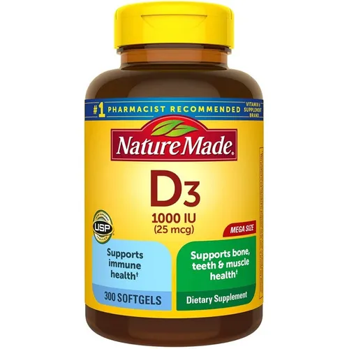 Vitamina D3 1000iu 25 Mcg Nature Made 300 Tabletas Sabor Sin sabor