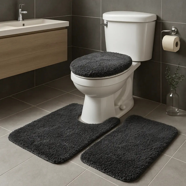 Jogo De Tapete Para Banheiro 3 Peças Antiderrapante Algodão