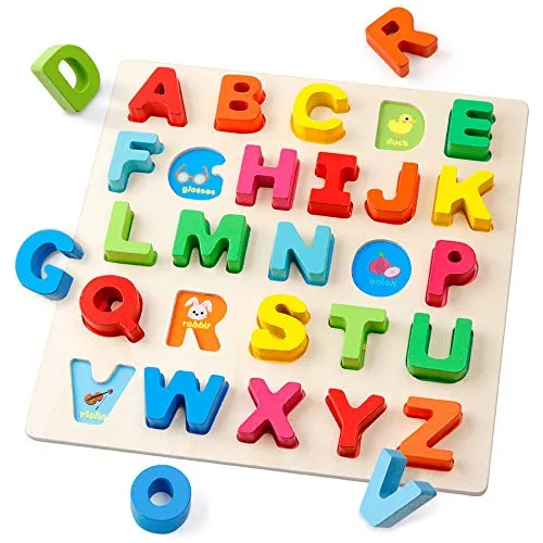 Coogam Rompecabezas Alfabeto De Madera  Letras Abc Hdmya