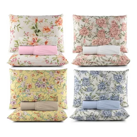 Jogo De Lençol Casal Queen Box 3 Peças 400 Fios Estampado Desenho Do Tecido Jg Queen Floral Sortidos Diversas