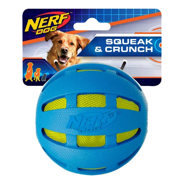 Pelota Para Perros Nerf 3.8 Azul Con Bolsa Crujiente