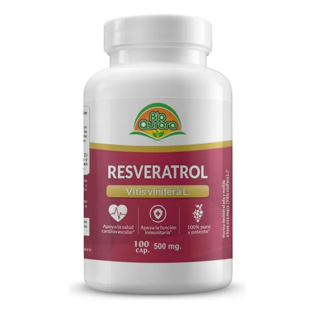 Resveratrol 100 Capsulas 500 Mg Bio Aurora 