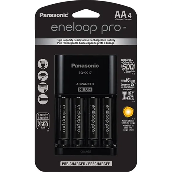 Pilhas Aa Recarregáveis Panasonic Eneloop Pro 4 Uni + Carreg