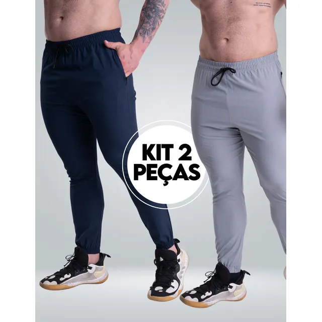 Kit 2 Calças Jogger Masculina Dinamic Treino Punho Elastico