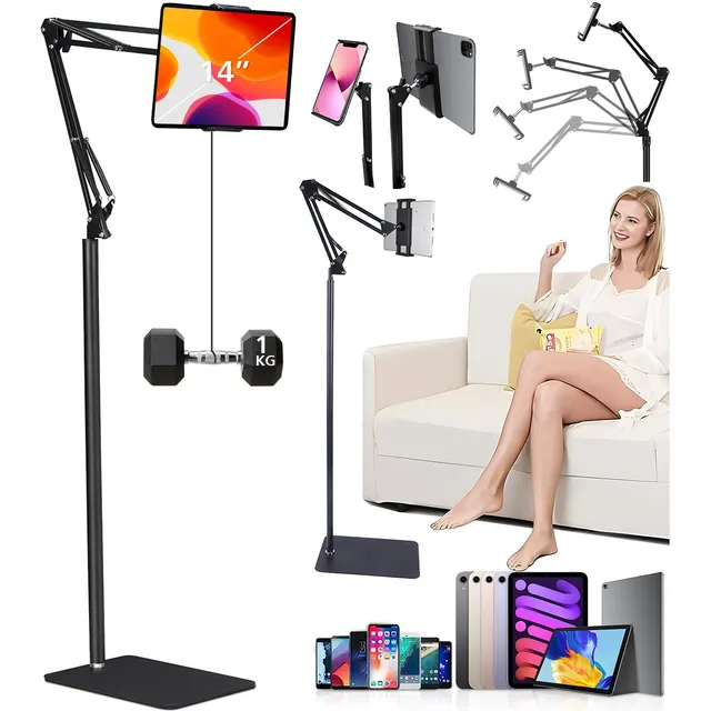 Suporte Tablet Ajustável E 360° Giratório Pedestal De Chão