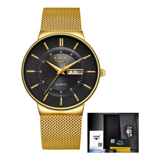 Relógio Masculino Ultra Slim Pulseira Malha De Aço Lige9949 Relógio Masculino Ultra Slim Pulseira Malha De Aço Lige9949