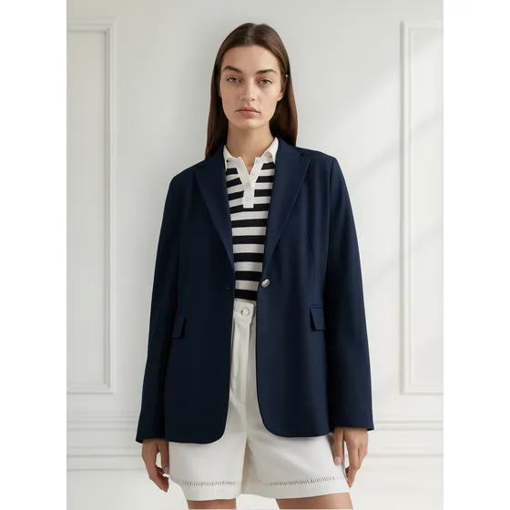 Americana De Traje Con Botonadura Sencilla Mujer Azul Tommy Hilfiger