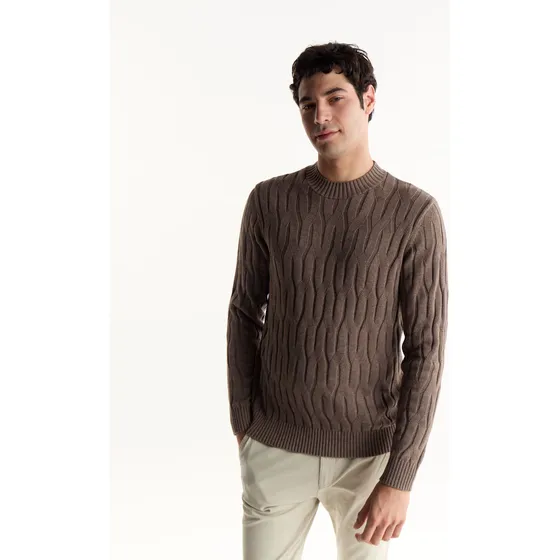 Sweater Diseño Tejido Pesado Marron Equus Drammen