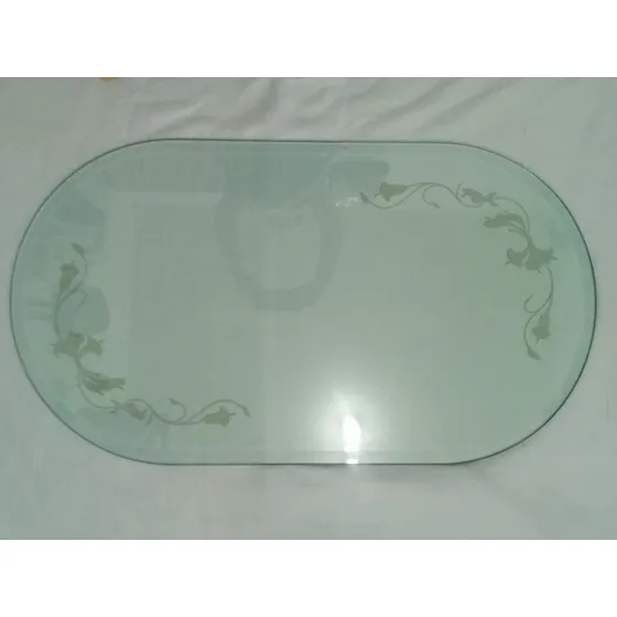 Vidrio Biselado De Mesa De Centro Grande Ovalado