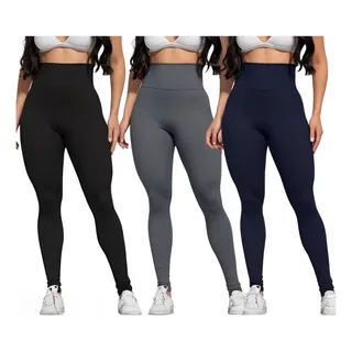 Kit 3 Calças Legging Legg Grossa Para Academia Reforçada