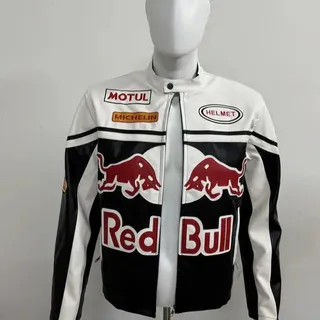 Jaqueta De Couro Com Zíper Bull Sports Racing Vermelha 2026