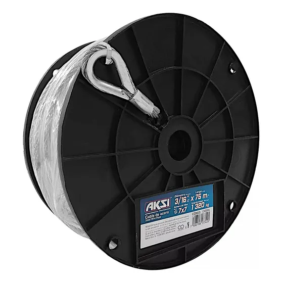 Cable De Acero 7x7 Galvanizado 75m 1320kg 5/16puLG Aksi