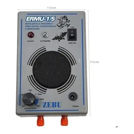 Aparelho Sonoro Contra Morcegos Ratos 150m² Ermu 1/5 Zebu Nf Voltagem Bivolt