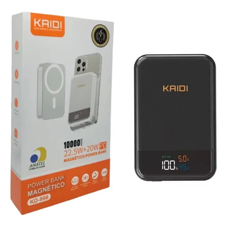 Carregador Magnético Pd Portátil Power Bank Indução 10000mah Cor Preto