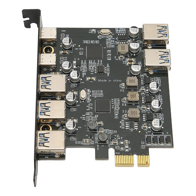 Tarjeta Usb Pci Express E Para Expansión, 7 Puertos, 5 Gbps,