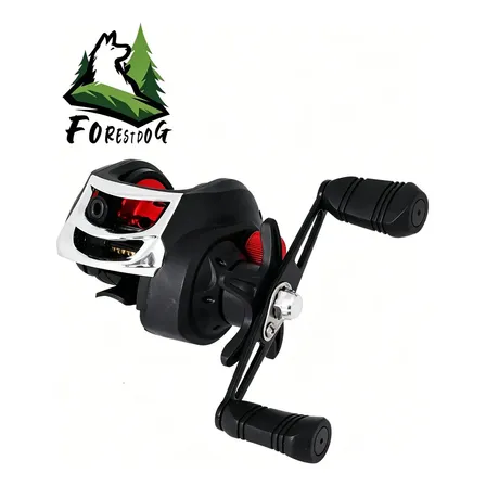 Carretilha De Pesca Forestdog J1029 17 Rolamentos 8kg 7.2:1 Preto-vermelho Esquerdo