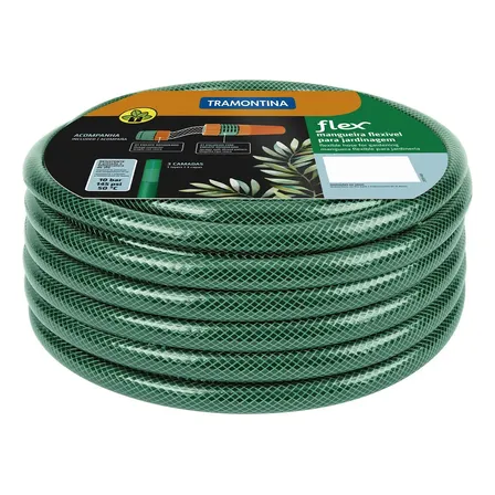 Mangueira Flex Para Jardinagem Com Esguicho Em Pvc 3 Camadas Com 30 Metros Verde Tramontina Green