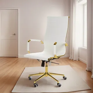Cadeira De EscritĂłrio GiratĂłria Eames Branca - Dourada Cadeira De EscritĂłrio GiratĂłria Eames Branca - Dourada