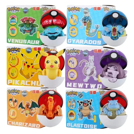Figura Pokémon Articulada Grande + Pokebola Pikachu Eevee