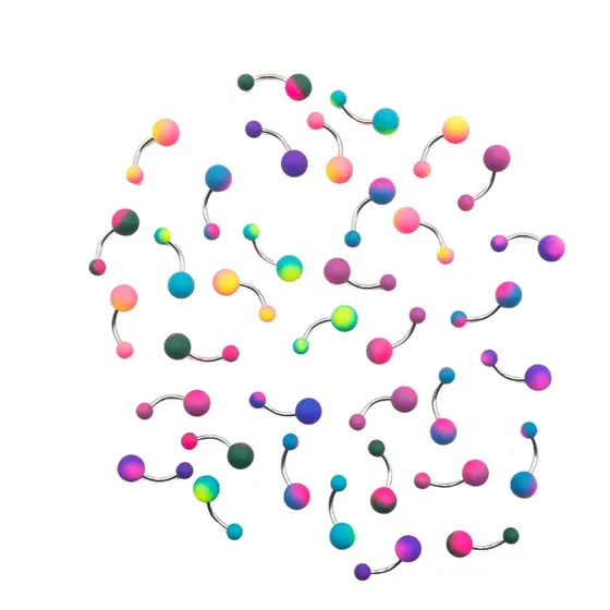 Piercing Ombligo Acero - Acrilico Uv  Mix Colores 12 Un