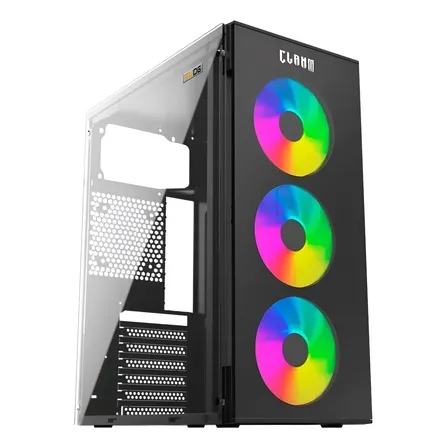 Gabinete Gamer Clanm Smog Mid Tower Atx Vidro Temperado Preto