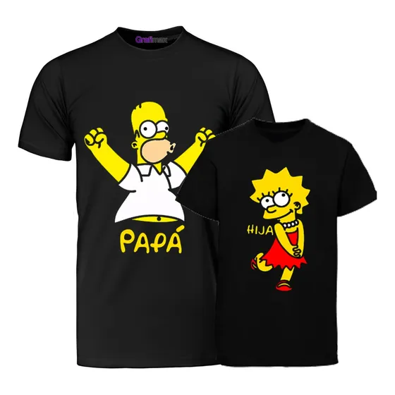 Pack Polera Homero E Lisa Papa Y Hija Simpsons Grafimax