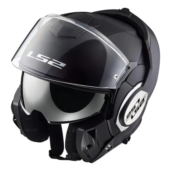 Capacete para moto escamoteável LS2 Valiant FF399 matt black solido tamanho 59/60