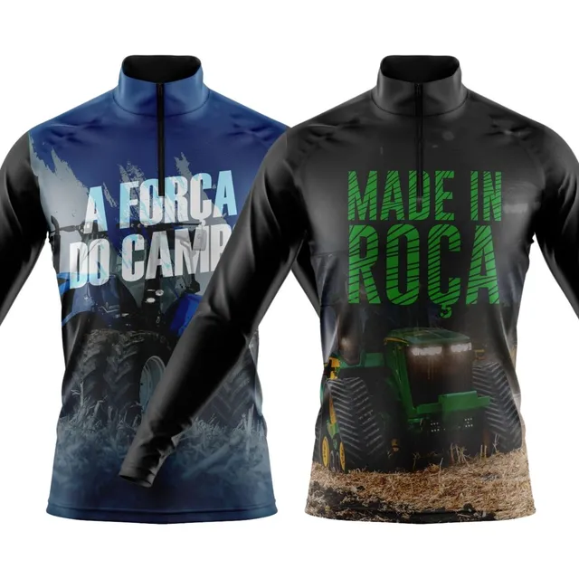 Kit 2 Camisas Agro Camiseta Térmica Trator Roça Proteção Uv
