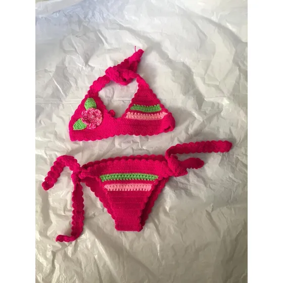 Traje De Baño Tejido Bebe Niña Talla 2