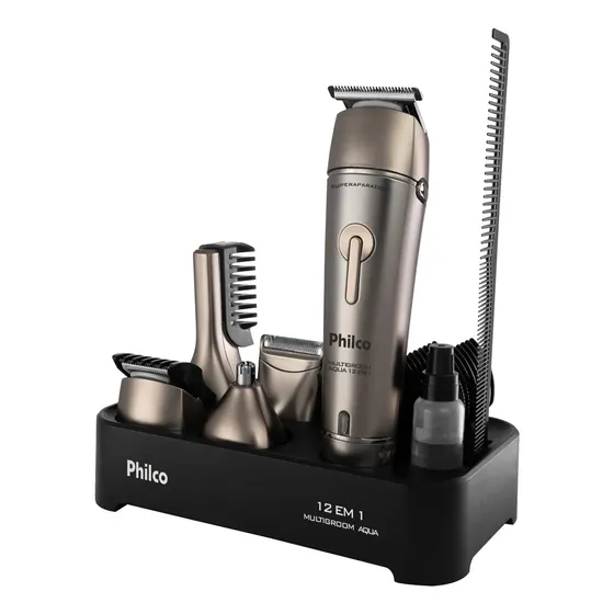 Aparador De Pelos Philco Pap15 Multigroom Aqua 12 Em 1 Cor Prata