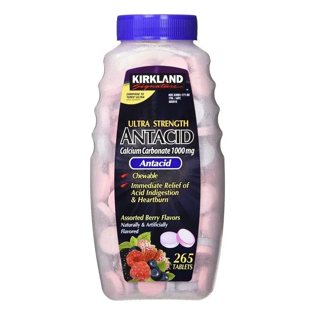 Kirkland Antacid Carbonato De Calcio 1000 Mg 265 Tabletas Sabor Frutas