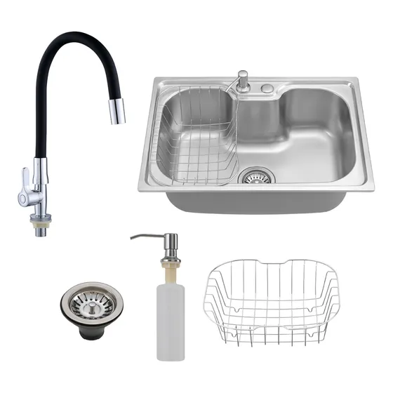 Kit Cuba Cozinha Gourmet Inox C/ Torneira Bancada Silicone Cor Prateado duckly