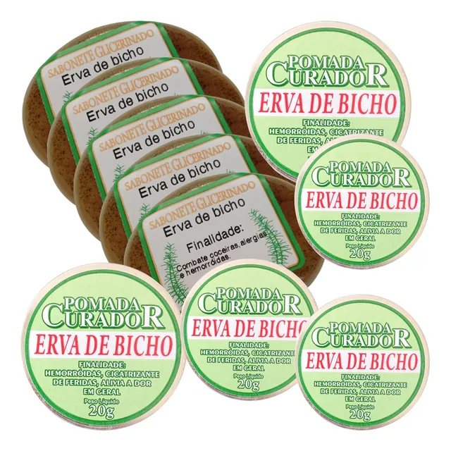 5/uni De Pomada Erva De Bicho 20g+5/und De Sabonete