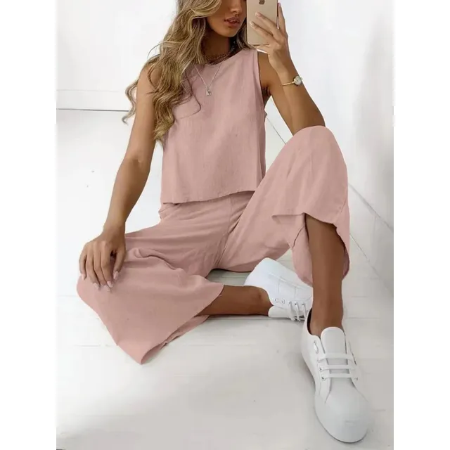 Pantalon Palazzo De Lino Y Algodon Dama Blusa Mujer