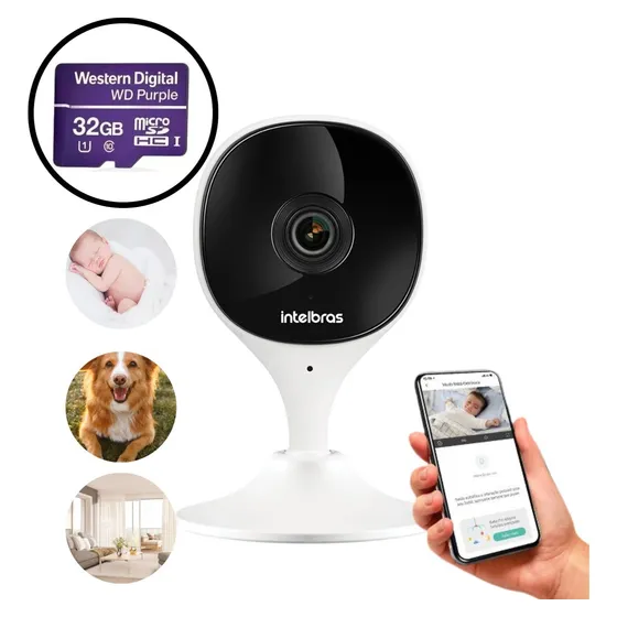 Câmera Ip Wi-fi Mibo Imx Intelbras + Cartão 32gb Wd Purple