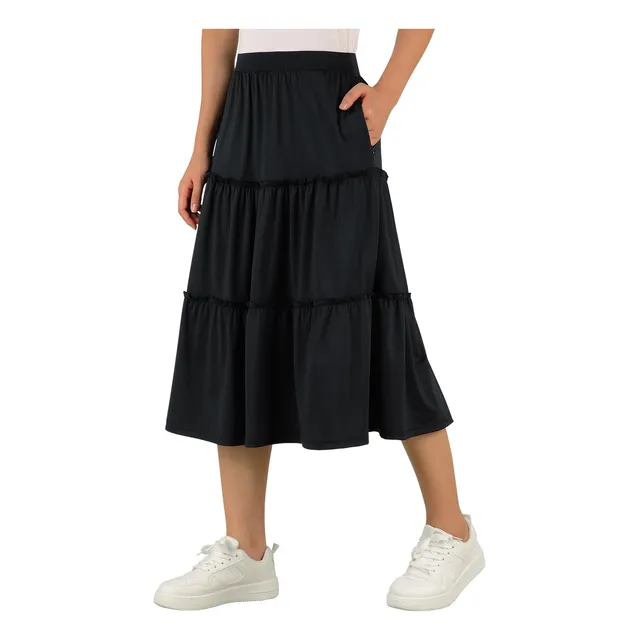 Falda Midi Para Mujer Maxi Otoño Pantalon Larga Escalonada