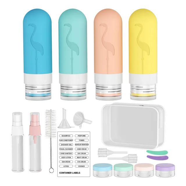Set Botella De Viaje Dispensadora 17 Contenedores Accesorios