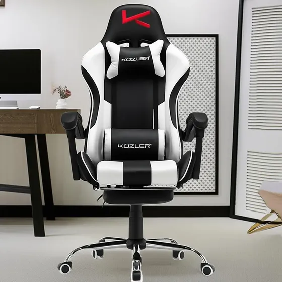 Silla Gamer Kuzler - Con Masajeador Lumbar Color Blanco | Cuotas sin interés