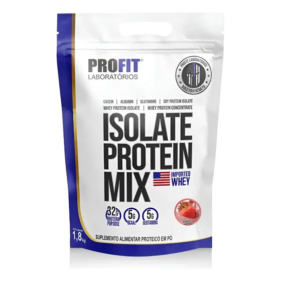 Whey Protein Isolate Protein Mix Refil 1,8kg Profit Sabor Morango