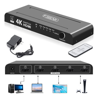 Switch Hdmi 5 Entradas 1 Salida Conmutador Selector 4k Hd Switch Hdmi 5 Entradas 1 Salida Conmutador Selector 4k Hd